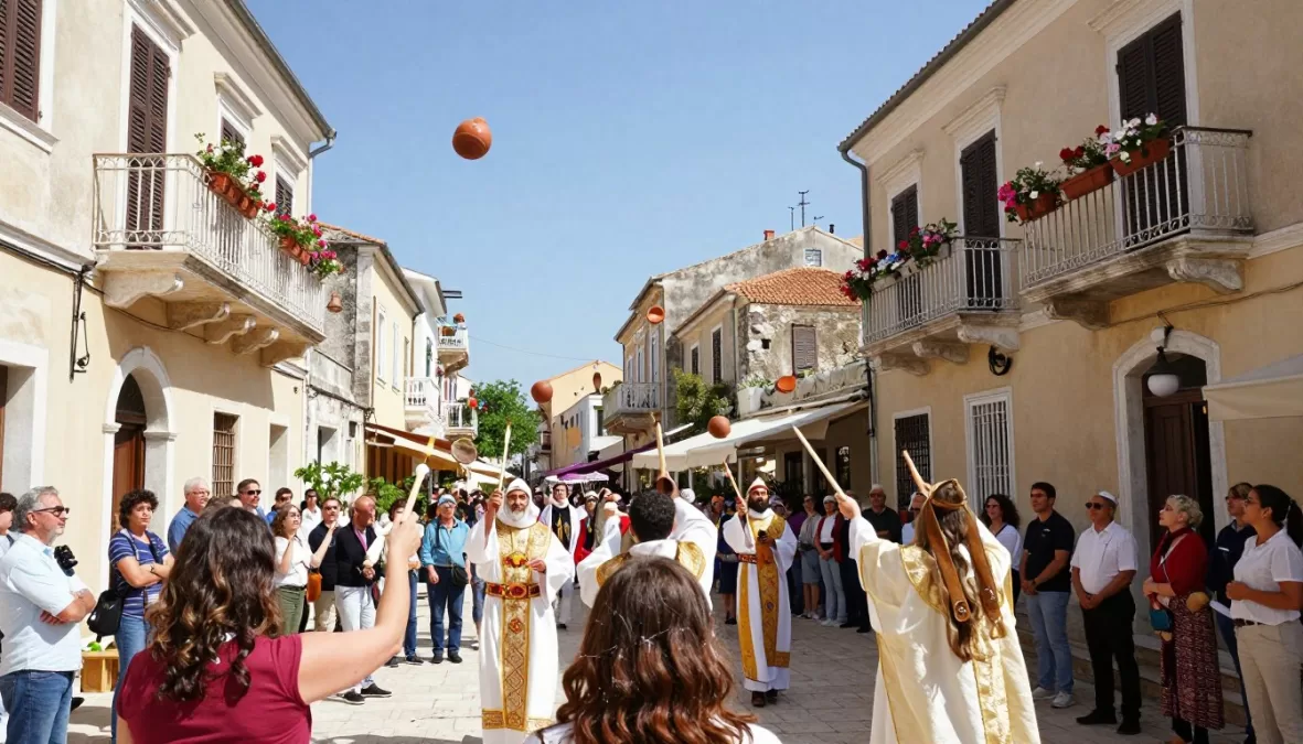 Pot Throwing ceremony in Corfu, Greece with locals throwing clay pots from balconies during Orthodox Easter celebrations in Europe 2026