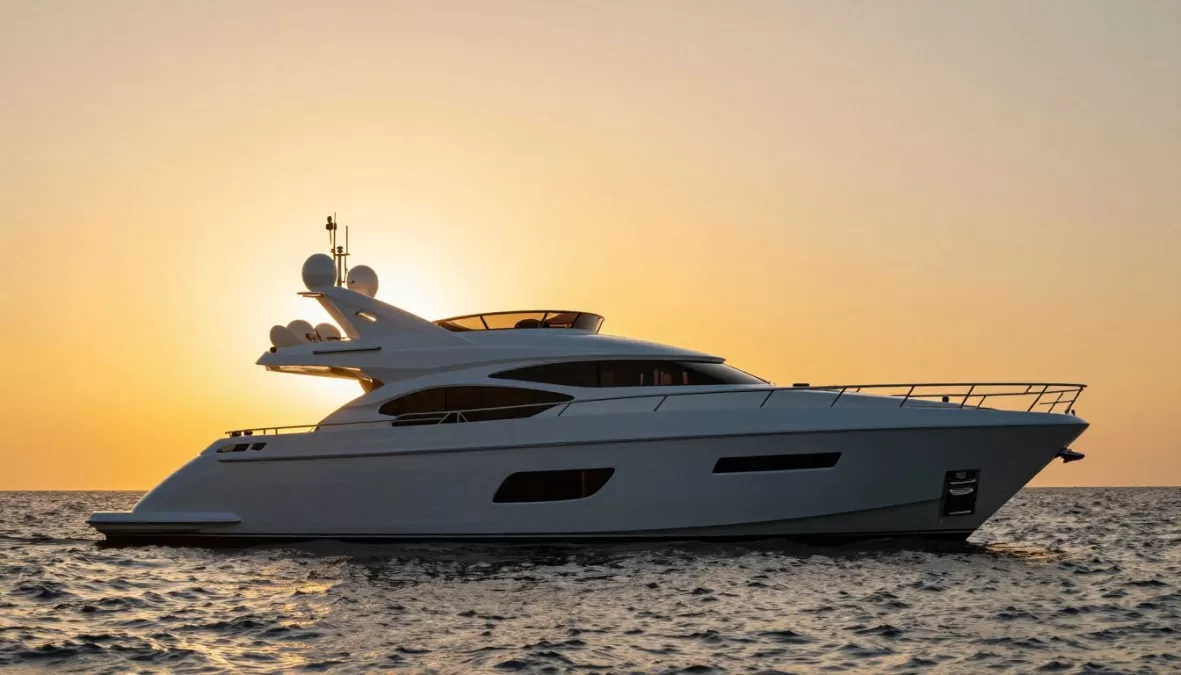 Ritz-Carlton Yacht Collection Evrima at sunset