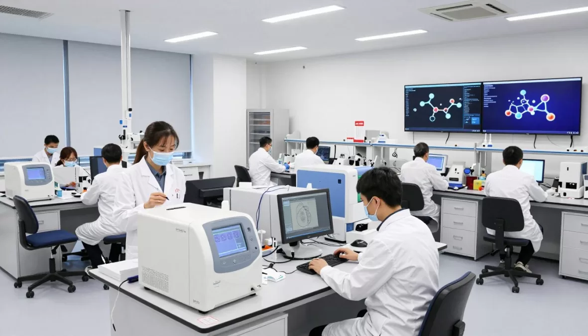 Roche research center with scientists working on personalized medicine approaches