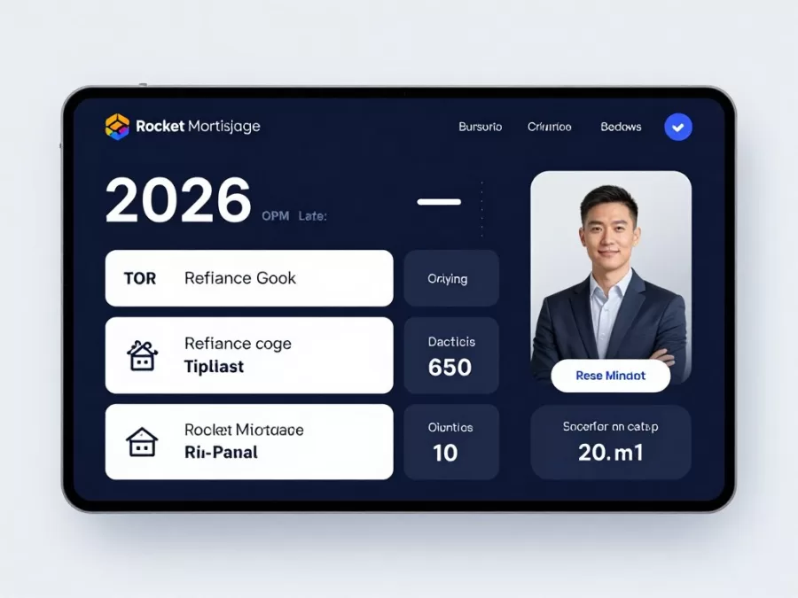 Rocket Mortgage digital platform showcasing 2026 refinance options