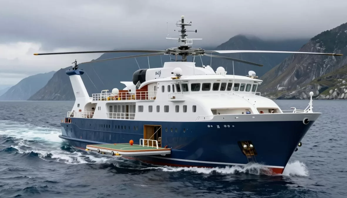 Scenic Eclipse II helicopter taking off from ship platform