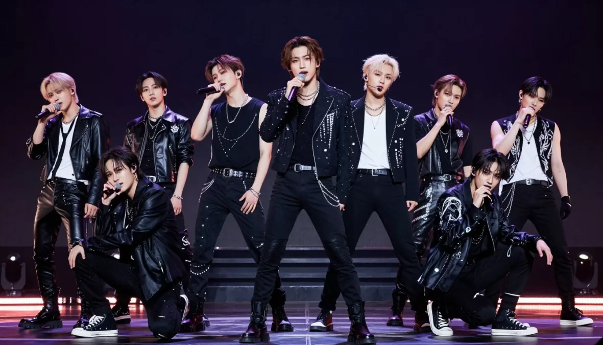 Stray Kids showcasing their self-produced music and intense performance style, ranked #4 in top 10 kpop groups 2026