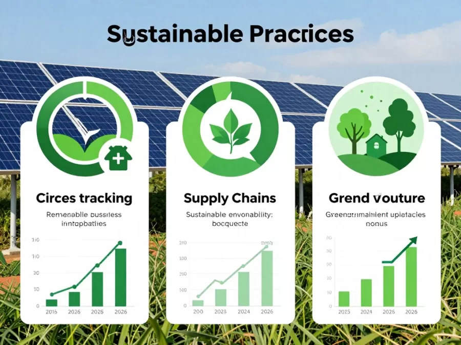 Sustainable business practices visualization showing environmental impact
