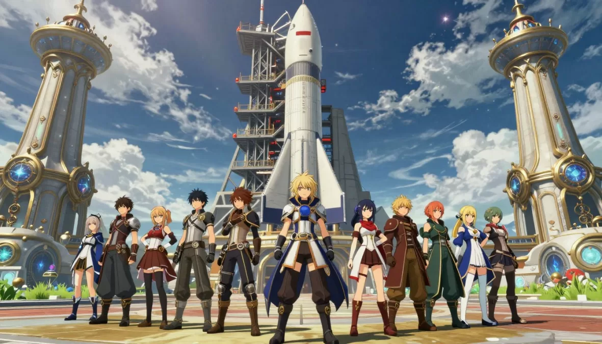The Legend of Heroes: Trails beyond the Horizon showing characters preparing to launch an Orbal rocket