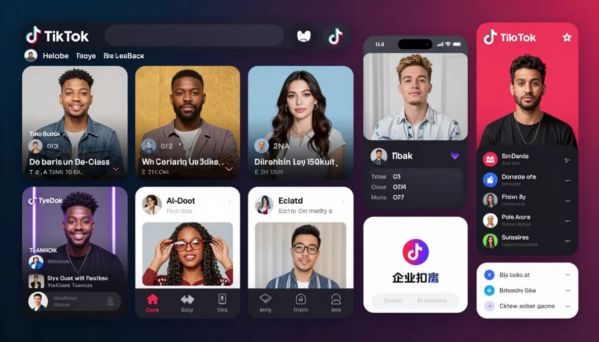 TikTok interface showing global content creators and AI-powered recommendations