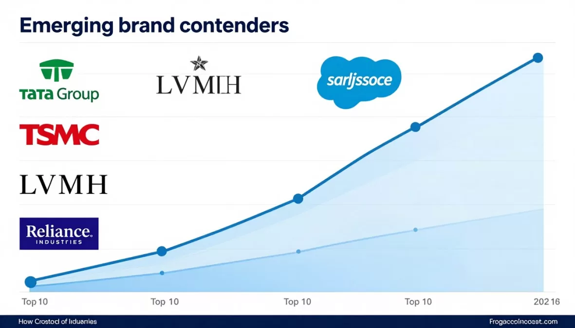 Visual comparison of emerging brand contenders showing growth trajectories