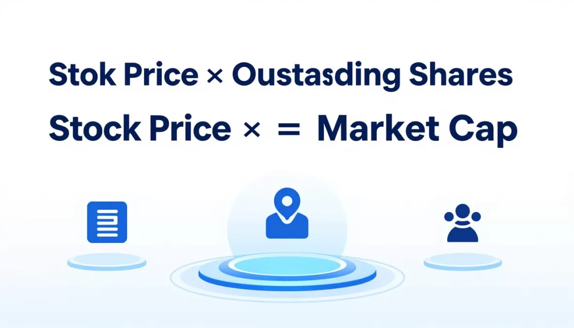 Visual representation of market capitalization calculation showing stock price multiplied by outstanding shares for the most valuable companies in the world 2026