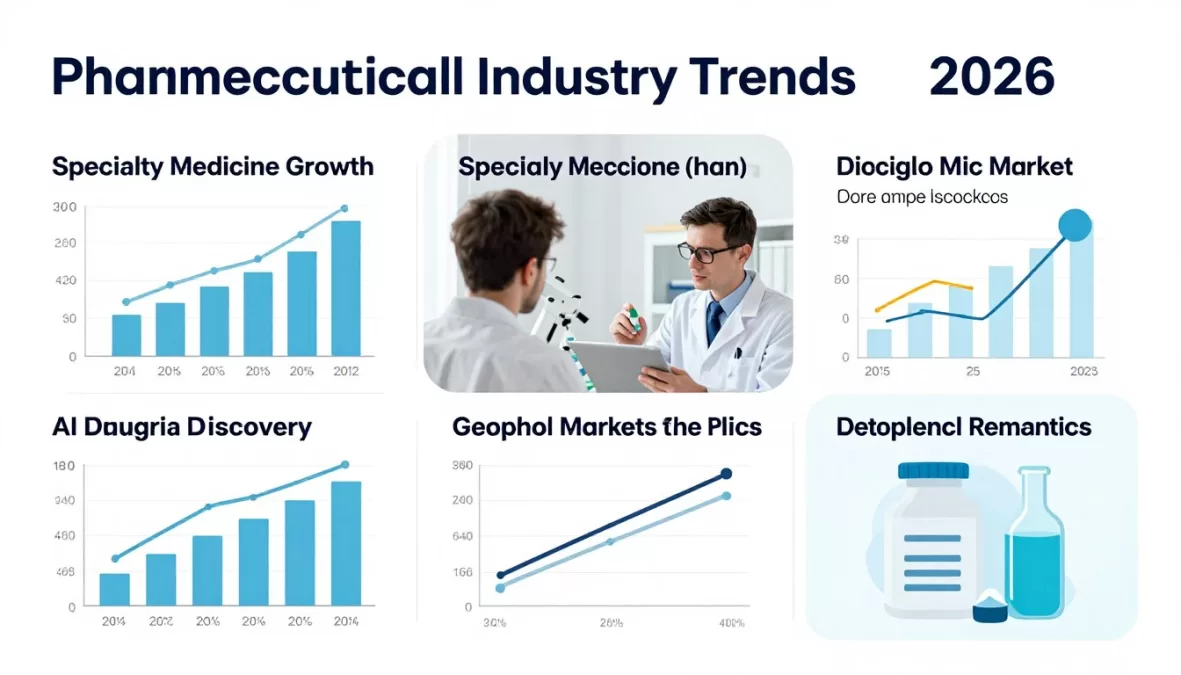 Visual representation of pharmaceutical industry trends through 2026