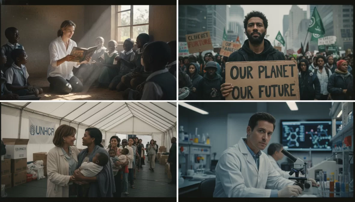 Celebrities participating in humanitarian and charitable activities