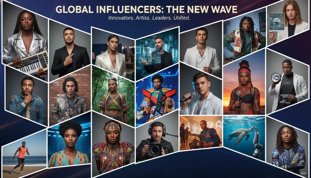 Collage of emerging influential celebrities from around the world