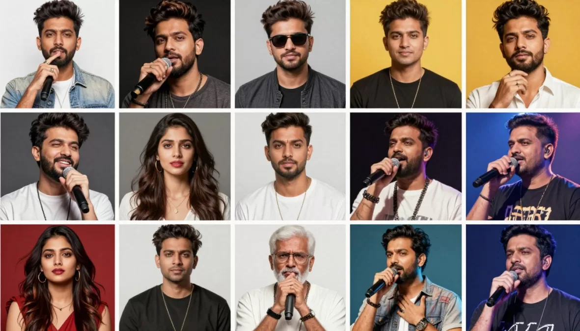 Collage of top Indian music artists from February 2026
