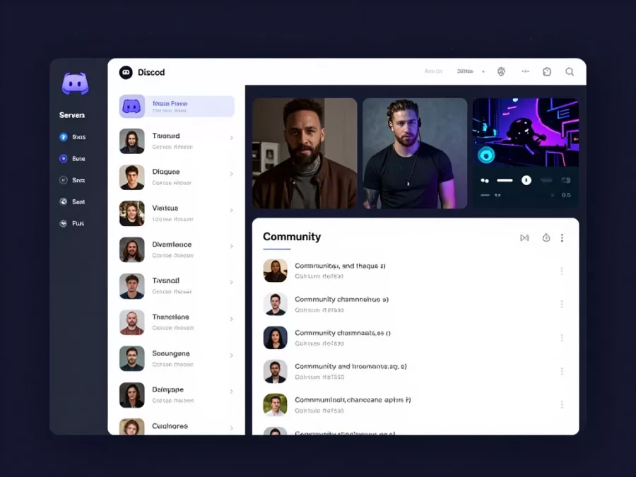 Discord interface showing community servers and voice channels
