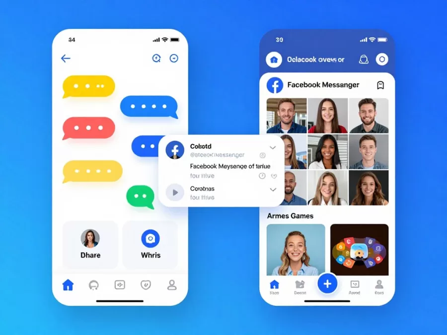 Facebook Messenger interface with AI chatbot and social integration