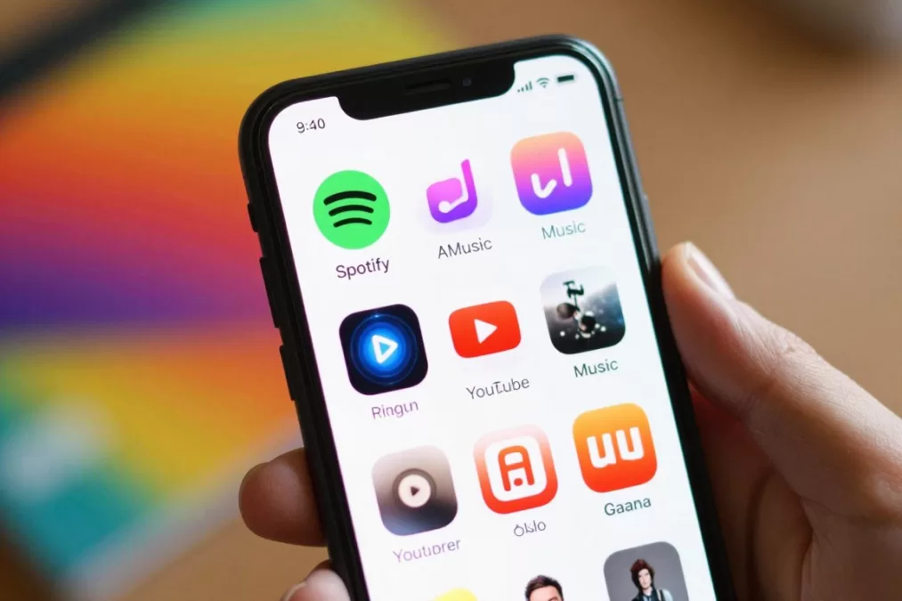 Indian music streaming apps on smartphone screen