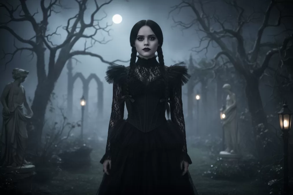 Jenna Ortega as Wednesday Addams in iconic black dress