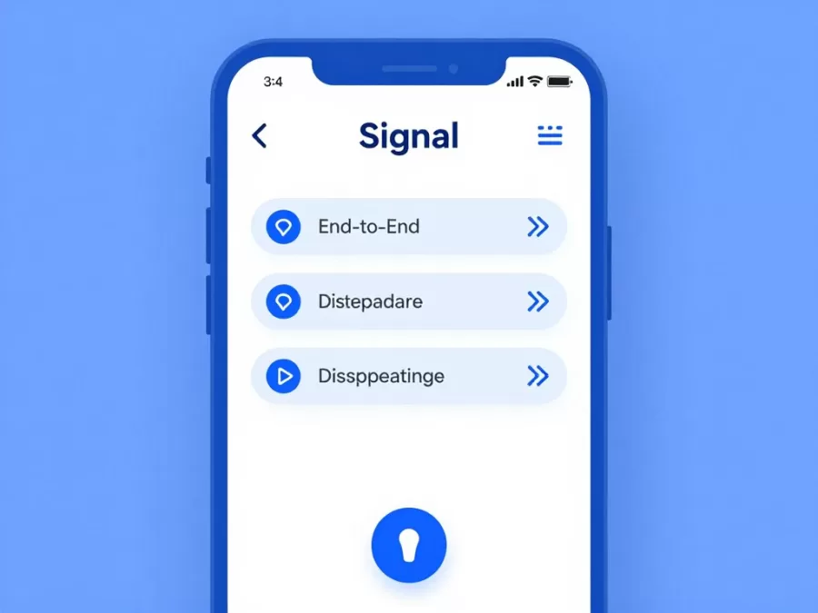 Signal messenger interface highlighting privacy and encryption features
