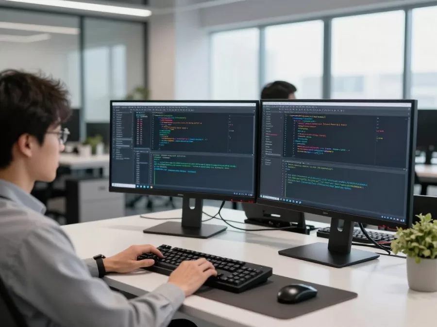 Software developer working on code for most in-demand bachelor's degrees 2026
