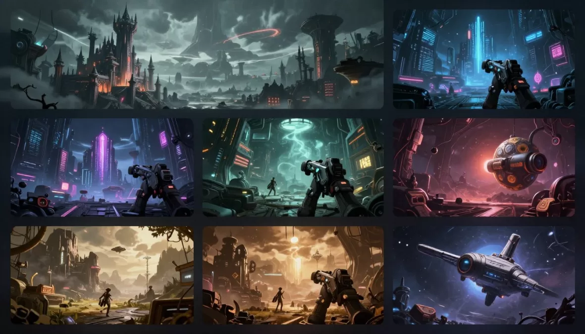 Top 10 PC Games 2026 collage showing futuristic gaming environments