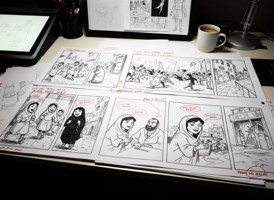 Animated film production and storyboards