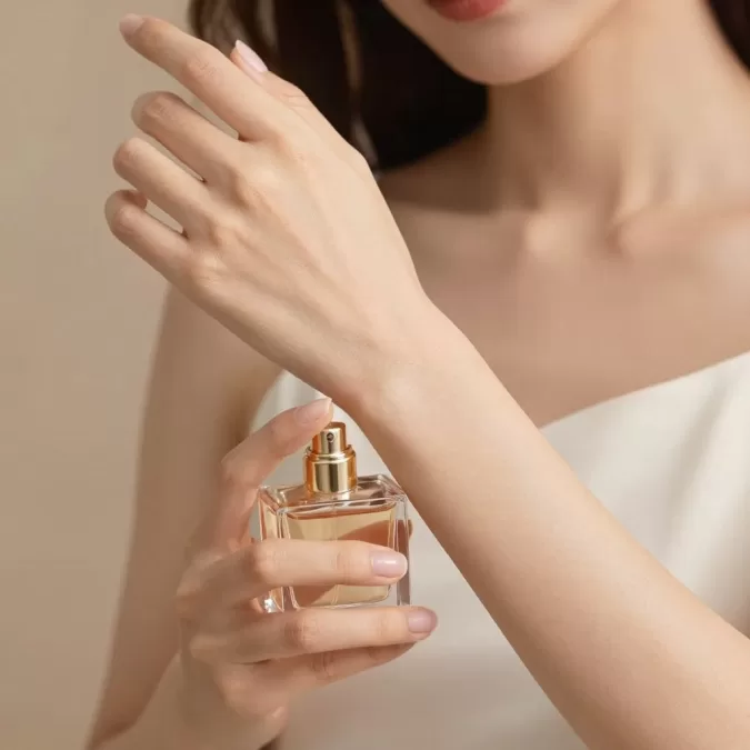 Applying perfume to pulse points