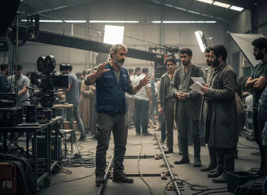 Asghar Farhadi directing on film set