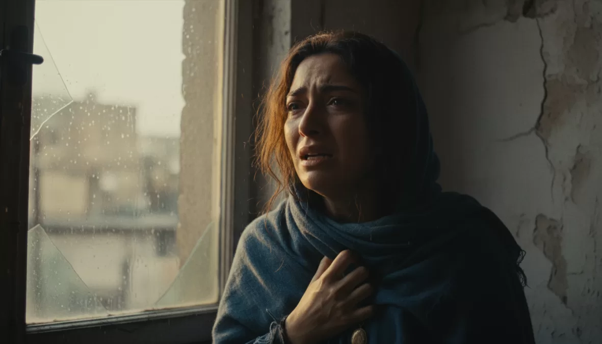 Baran Kosari in dramatic film scene