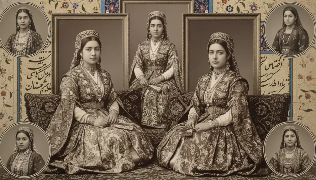 Beautiful women in Iranian history collage showing portraits from different centuries