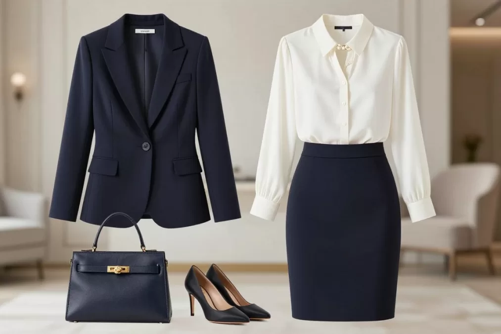 Classic elegant women fashion styles featuring tailored pieces and refined accessories