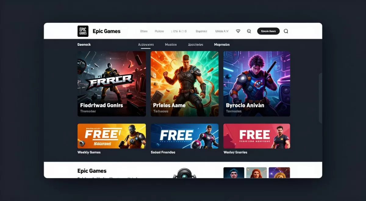 Epic Games Store homepage displaying current free game offers and weekly giveaway banner