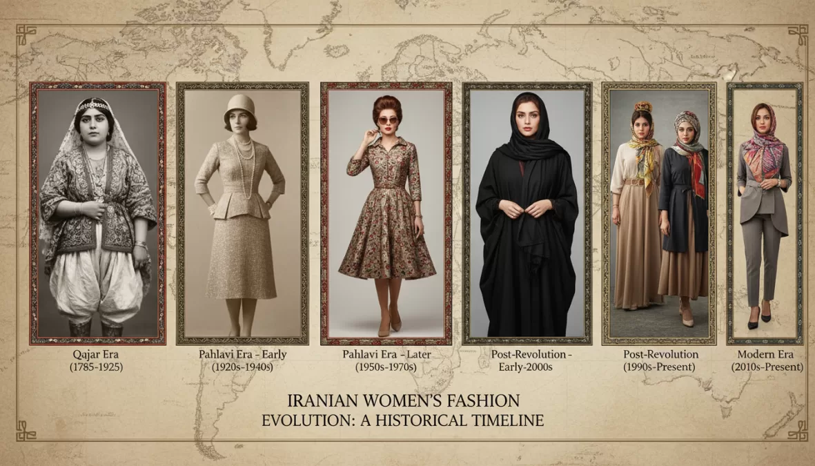 Evolution of Iranian women's fashion and beauty through time