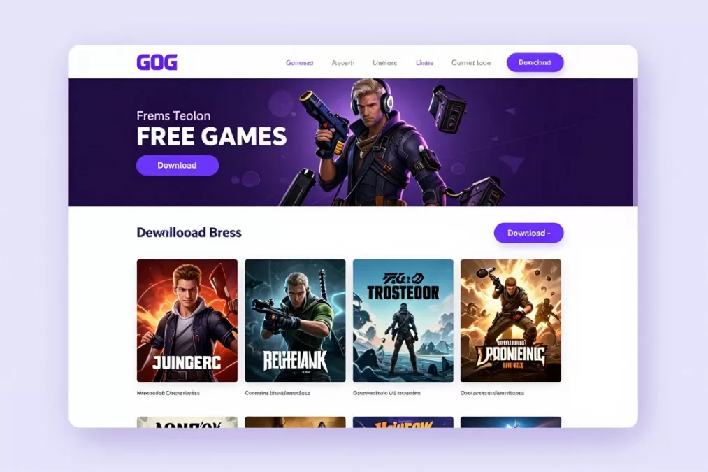 GOG free games promotional banner with download options