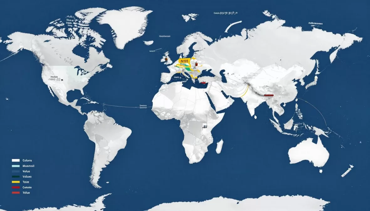 Global crude oil trade routes and barrels per day volumes