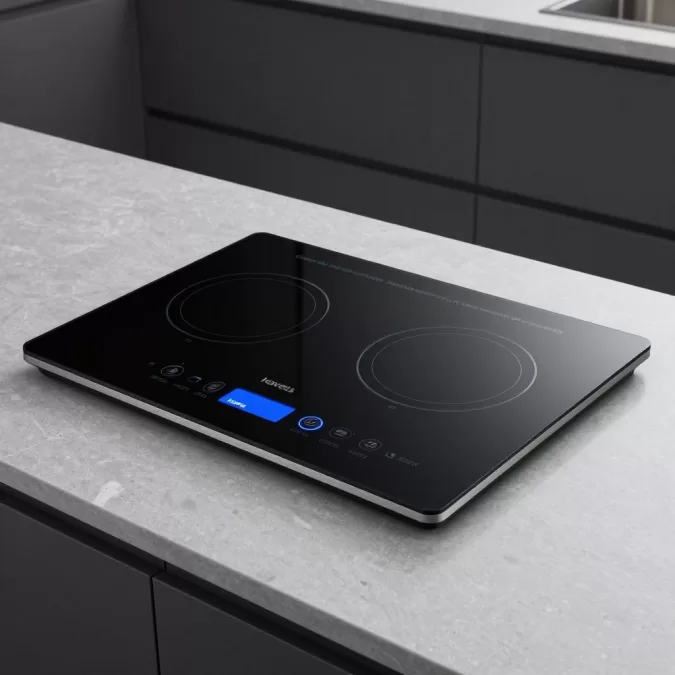 Havells Insta Cook PT induction cooktop with premium glass surface and LED display