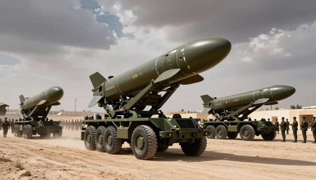 Iran missiles displayed during military parade showing ballistic missile capabilities