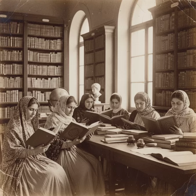 Iranian women studying literature and poetry
