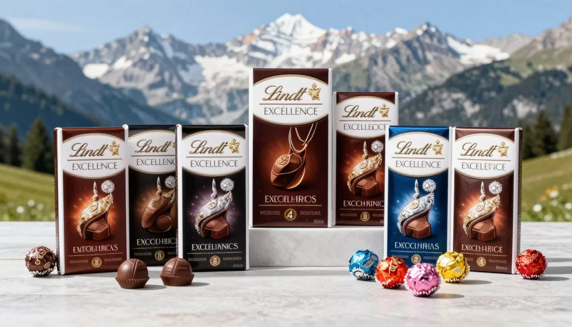 Lindt chocolate bars and lindor truffles display