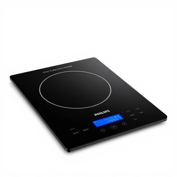 Philips Viva Collection HD4938 induction cooktop with digital display and touch controls