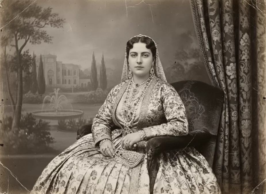 Princess Fatemeh Khanum portrait showing Qajar dynasty beauty standards
