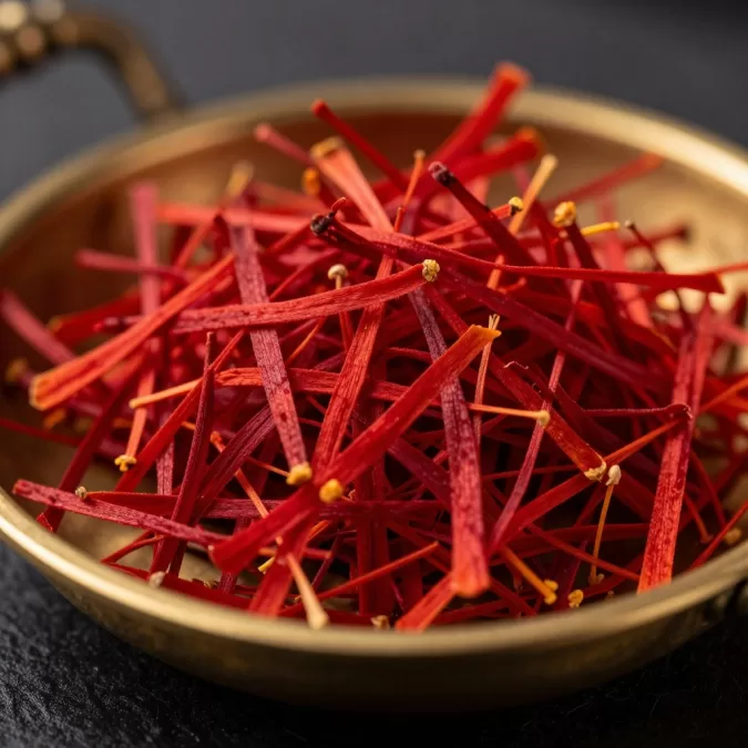 Red saffron threads used in luxury Middle Eastern perfumes