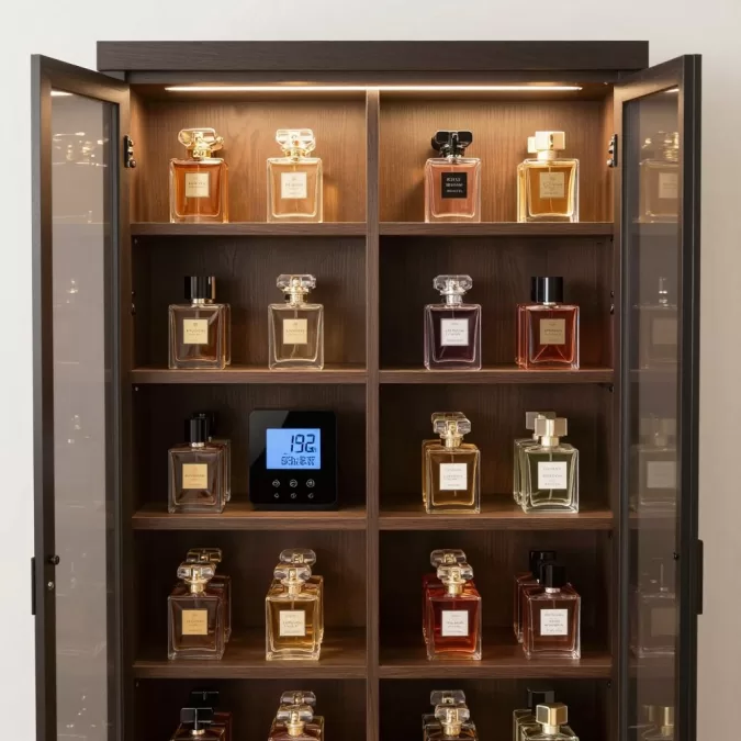 Temperature-controlled perfume storage cabinet