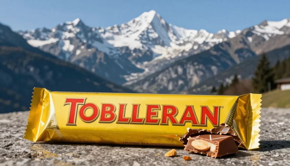 Toblerone triangular chocolate bar with Swiss Alps