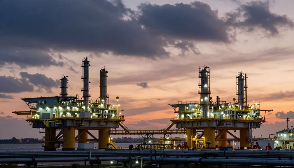 Top 10 oil and gas companies in the world 2026 skyline with industrial facilities