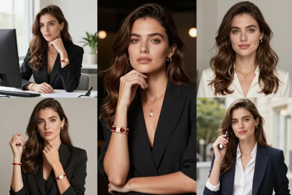 Woman wearing Baccarat Rouge 540 in various settings