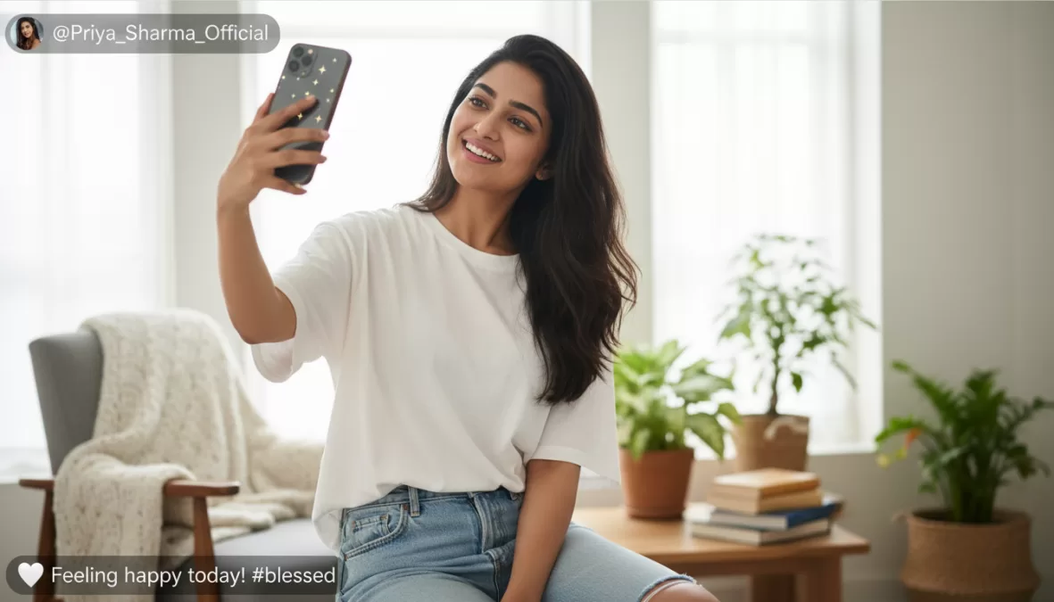 actress engaging with fans through social media