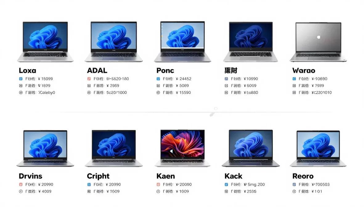 comparison chart of all ten laptops side by side