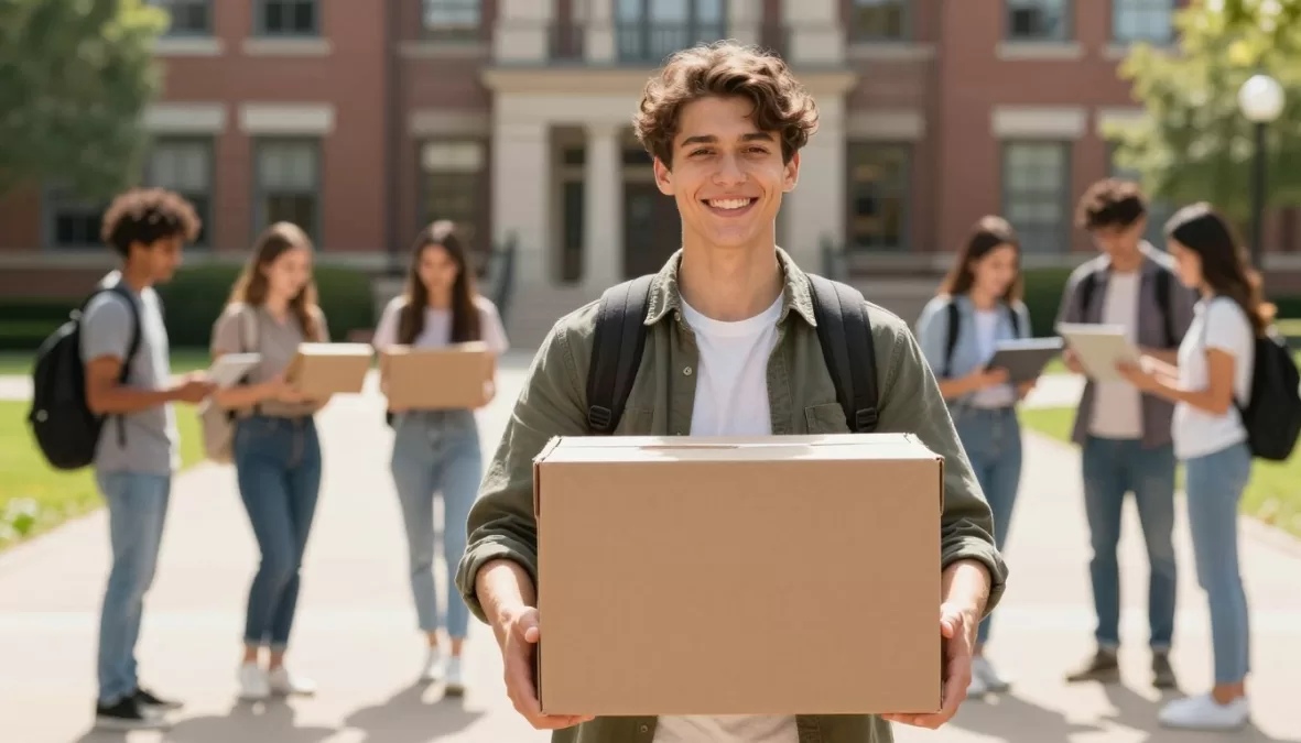 confident student with chosen laptop ready for college
