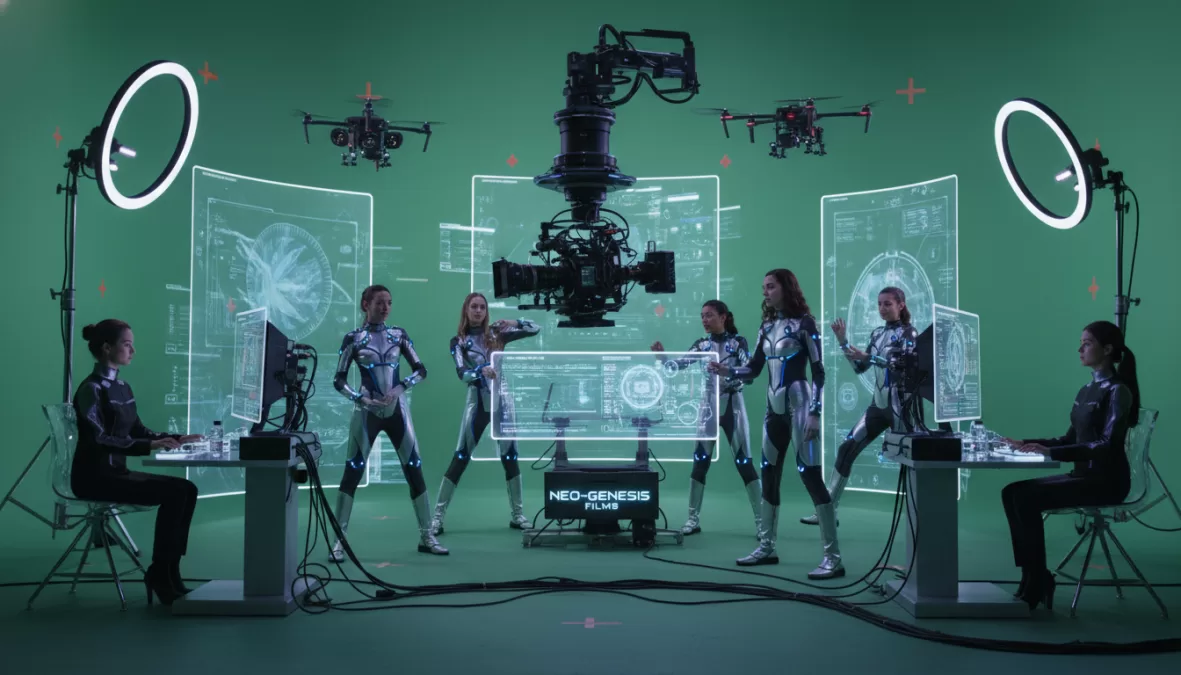 futuristic film production with advanced technology