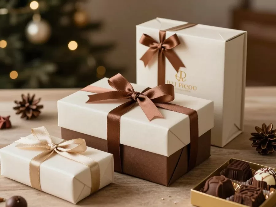 luxury chocolate gift boxes and elegant packaging