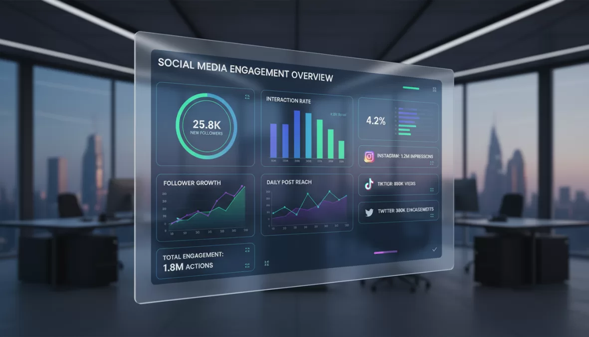 social media analytics dashboard showing engagement