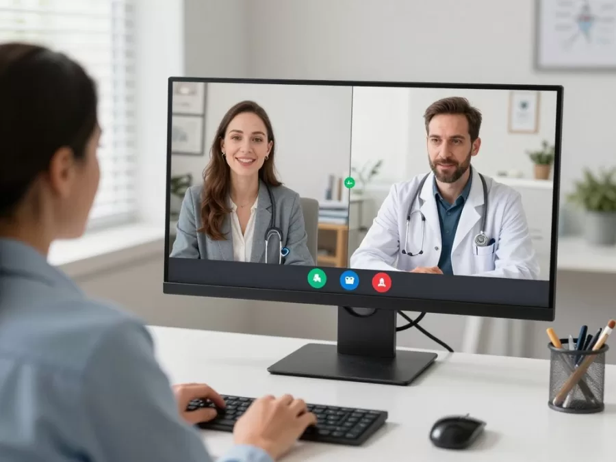 Amwell video consultation between patient and psychiatrist